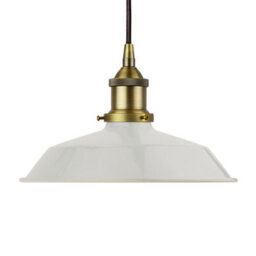Pale Grey Small Trinity Metal Painted Dome Pendant Light With Matt Antique Brass Lamp Holder And Black Round Cable - Se Home - thumbnail 1