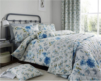 Alan Symonds Colette Floral Water Coloured Boudoir Filled Cushion Blue