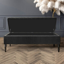 Safar 120Cm Ottoman Storage Bench - Naples Shoe Bench - Black Lined Upholstery Storage Footstool - thumbnail 2