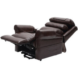 Loops Comfortable Dual Motor Rise And Recline Armchair With Waterfall Pillow In Chestnut Pu Leather - thumbnail 2