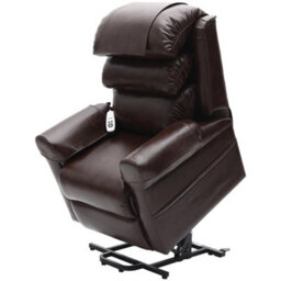 Loops Comfortable Dual Motor Rise And Recline Armchair With Waterfall Pillow In Chestnut Pu Leather - thumbnail 3