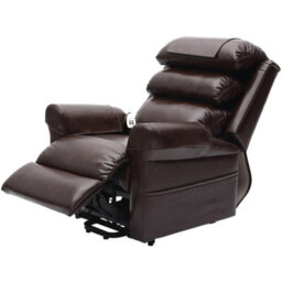 Loops Comfortable Dual Motor Rise And Recline Armchair With Waterfall Pillow In Chestnut Pu Leather - thumbnail 4