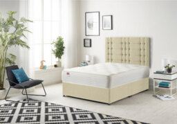 Somnior Beds Somnior Bliss Linen Beige 2Ft6 Memory Foam Divan Bed With Mattress & Headboard - Small Single