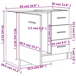 Vidaxl Sink Cabinet Grey Sonoma 63X30X54 Cm Engineered Wood Sink Cabinets - thumbnail 9