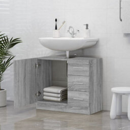 Vidaxl Sink Cabinet Grey Sonoma 63X30X54 Cm Engineered Wood Sink Cabinets - thumbnail 6