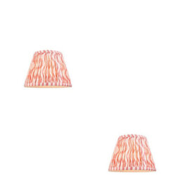 Loops Elegant Set Of 2 Coral Pink Tapered Lamp Shades - Handcrafted Pleated Design For Home Decor