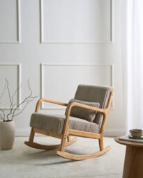 Beliani Rocking Chair Sorsele Corduroy Beige - thumbnail 2