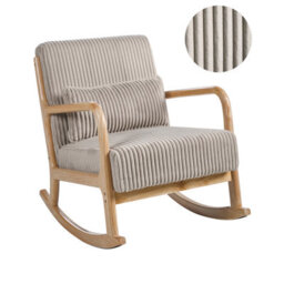 Beliani Rocking Chair Sorsele Corduroy Beige - thumbnail 1