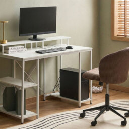 Wyld And Coco Astra Studio White Desk With Mdf Tabletop And Three Side Shelves, 120 X 60 Cm - thumbnail 2