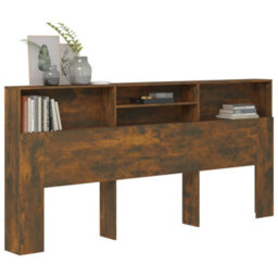 Berkfield Headboard Cabinet Smoked Oak 220X19X103.5 Cm - thumbnail 6