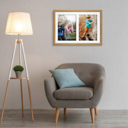 AK Frames 20X14 Oak Sleek Multi Photo Frame With White Mount - Holds 2 Apertures (2X) A4 Photos - thumbnail 3