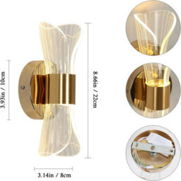 Modern Led Wall Lamp 12W Dimmable Wall Lights Gold Scones Living Room Bedroom - thumbnail 2