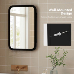 Homcom Bathroom Wall Cabinet With Mirror Black - thumbnail 7