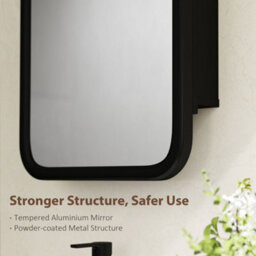 Homcom Bathroom Wall Cabinet With Mirror Black - thumbnail 6