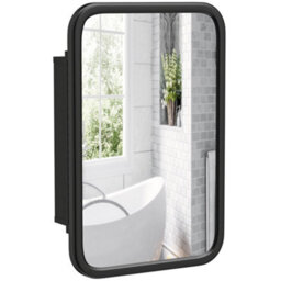Homcom Bathroom Wall Cabinet With Mirror Black - thumbnail 2