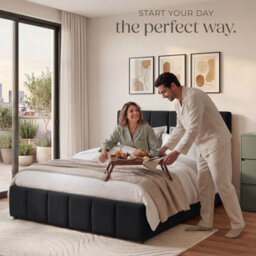 Tectake Upholstered Bed Set With Mattress, 2 Firmness Levels, 250 Kg 140 X 200 Cm -  30 Cm -  Velvet Look Black - thumbnail 9