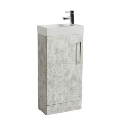 Homestylestore 400mm Grey Floorstanding Bathroom Vanity Unit And Chrome T Bar Handle - image 1