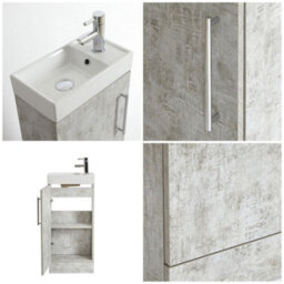 Homestylestore 400mm Grey Floorstanding Bathroom Vanity Unit And Chrome T Bar Handle - thumbnail 3