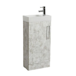 Homestylestore 400mm Grey Floorstanding Bathroom Vanity Unit And Chrome T Bar Handle - thumbnail 1