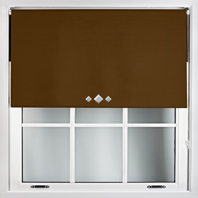 Furnished Thermal Blackout Roller Blinds With Triple Diamond Eyelets & Metal Fittings - Brown (W)155Cm (L)210Cm