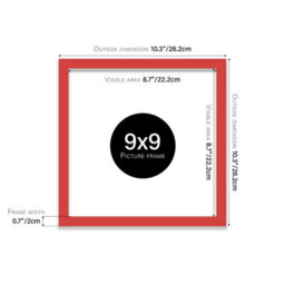 9X9 Red Picture Frame (22.9 X 22.9Cm) Poster, Photo, Artwork, Gallery Wall Or Print - thumbnail 3