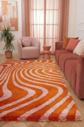 The Rugs Joli Orange And Pink Striped Rug Soft Dense Pile Easy To Clean And Pet Friendly For Living Rooms And Bedrooms - thumbnail 4