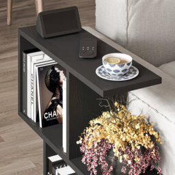 Decortie Homemania Modern Side End Coffee Table Multipurpose Black Wood Living Room H 60Cm - thumbnail 3