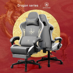 Gtplayer Gaming Chair With Bluetooth Speakers And Footrest, Ergonomic Computer Chair Heavy Duty Lumbar Support Chair, Grey - thumbnail 3