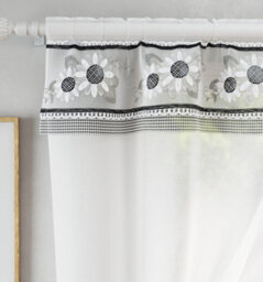 "Tyrone Textiles Keswick Black Floral Embroidery Window Set With Matching Tie Backs -  98X54"" (249X137Cm)" - thumbnail 2