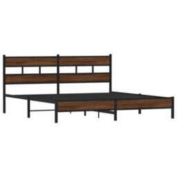 Berkfield Metal Bed Frame Without Mattress Brown Oak 200X200 Cm - thumbnail 3