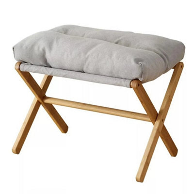 Grey Underdesk Footstool Chair Stool Rectangle Padded Rest Seat Bamboo Legs - image 1