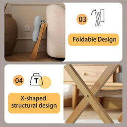 Grey Underdesk Footstool Chair Stool Rectangle Padded Rest Seat Bamboo Legs - thumbnail 3