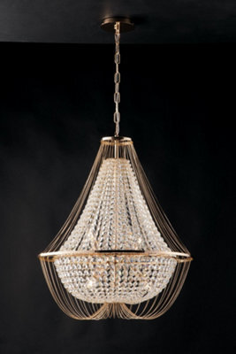 Luminosa Lighting Luminosa Vienna Crystal K9 Chandelier, 60Cm Diameter, Gold, E14