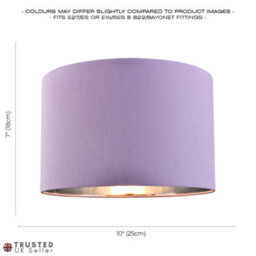 Happy Homewares Contemporary Lilac Cotton 10 Table/pendant Lampshade With Shiny Silver Inner - thumbnail 7