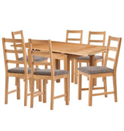 Hallowood Furniture Waverly Small Extending Table With 6 Ladder Back Oak Chairs With Steel Grey Fabric Seats - thumbnail 8