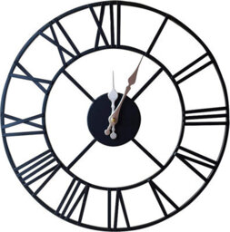 Klass Home Collection 40Cm Black Metal Roman Numerals Large Analog Wall Clock Indoor & Outdoor, Silent Non-Ticking - thumbnail 2