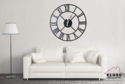 Klass Home Collection 40Cm Black Metal Roman Numerals Large Analog Wall Clock Indoor & Outdoor, Silent Non-Ticking - thumbnail 6