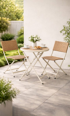 Dawsons Living Folding Wicker/metal Bistro Set - Weather Resistant Outdoor Garden Furniture Set - Patio Conservatory - image 1