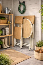 Dawsons Living Folding Wicker/metal Bistro Set - Weather Resistant Outdoor Garden Furniture Set - Patio Conservatory - thumbnail 5
