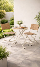 Dawsons Living Folding Wicker/metal Bistro Set - Weather Resistant Outdoor Garden Furniture Set - Patio Conservatory