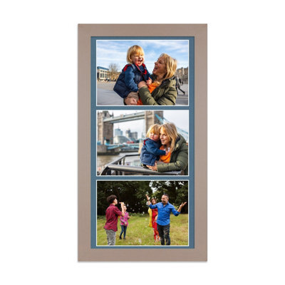 AK Frames 16X8 Rose Gold Modern Multi Photo Frame With Pompadour Mount - Holds 3 Apertures (3X) 7X5 Photos - image 1
