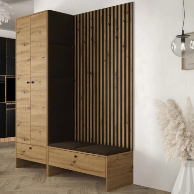 Hallway Anteroom Balma Iii With Flexible Layout Options In Artisan Black With Brown Panels - image 1