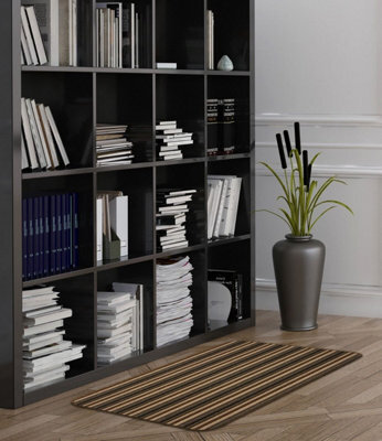 Chocolate Striped 8mm Thick Rectangle Mat For Bathroom, Kitchen, Easy To Clean Modern Striped Mat - 50Cm X 80Cm - image 1
