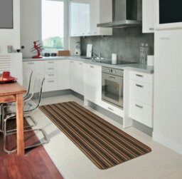 Chocolate Striped 8mm Thick Rectangle Mat For Bathroom, Kitchen, Easy To Clean Modern Striped Mat - 50Cm X 80Cm - thumbnail 3