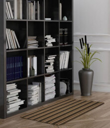 Chocolate Striped 8mm Thick Rectangle Mat For Bathroom, Kitchen, Easy To Clean Modern Striped Mat - 50Cm X 80Cm - thumbnail 1