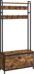 Songmics Hall Tree Bench, Coat Rack With Shoe Organizer, Equipped With 9 Hooks And Upper Shelf, Industrial, Rustic Brown And Black - thumbnail 8