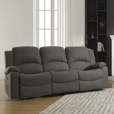 Marldon 201Cm Wide Dark Grey Fabric 3 Seat Manually Reclining 3 Seat Sofa - image 1