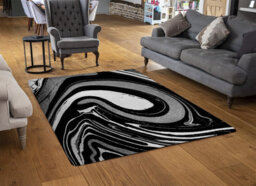 Benjamin Tate Design Black Marbled Paint Special Soft Home Rug - thumbnail 2