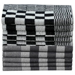 Berkfield 10 Piece Towel Set Black And White Cotton - thumbnail 3