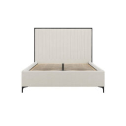 Wyld Haus Killarney 4Ft6 Cream Velvet Double Bed With Tall Ribbed Headboard - thumbnail 4
